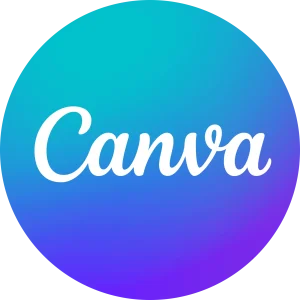 Canva logo png circle full colour white font